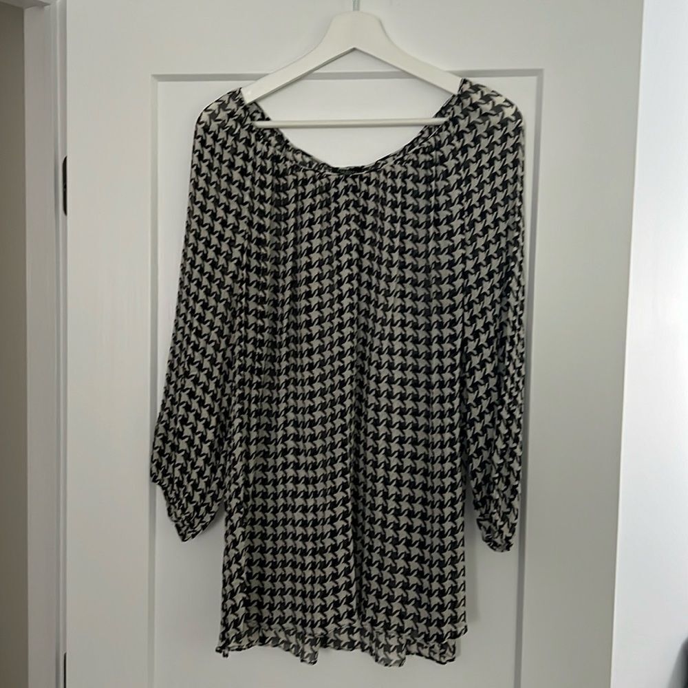 Talbots Woman 100% Silk Houndstooth Blouse sz. 3x